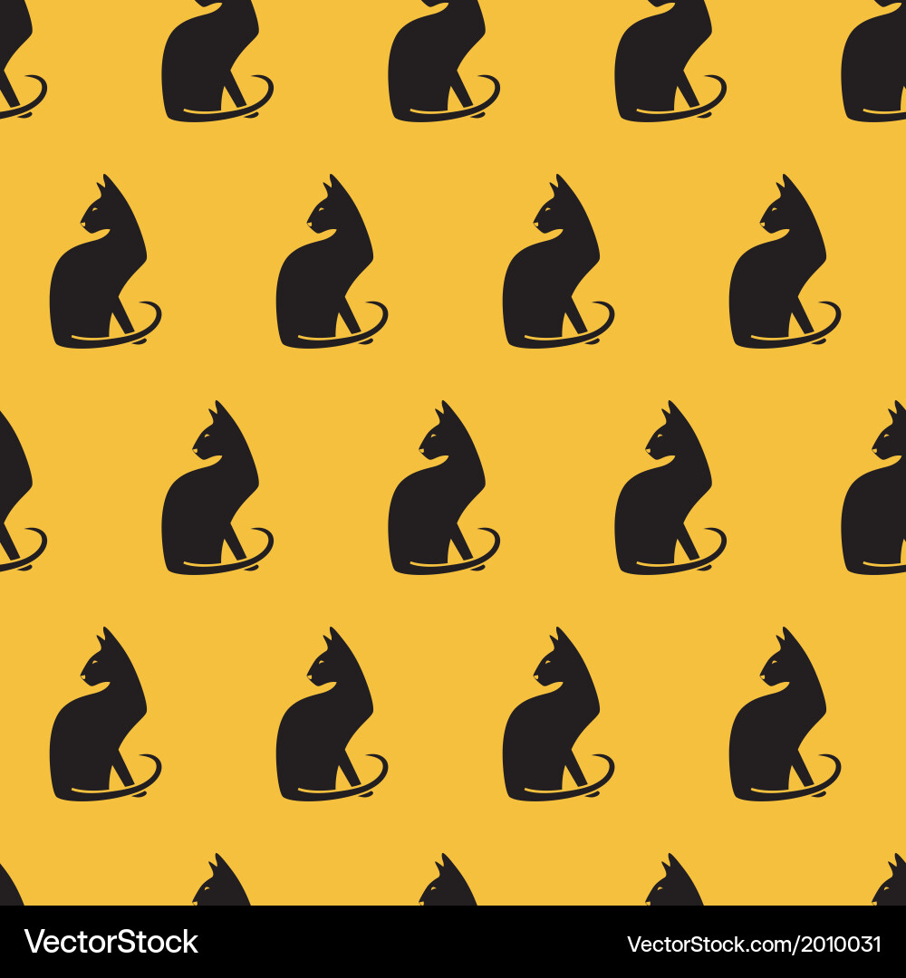 Elegant Cat Pattern - Seamless Repeat Vector Image