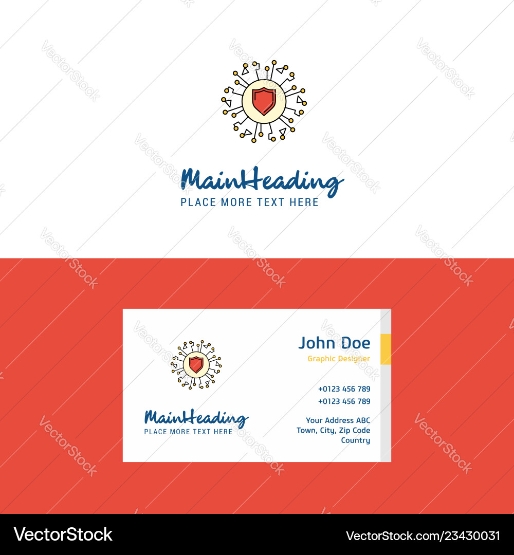 Flat protected processor logo and visiting card Flat protected processor logo and visiting card Vector Image