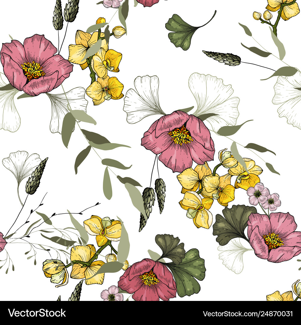 Floral Botanical Wallpaper Vector Image