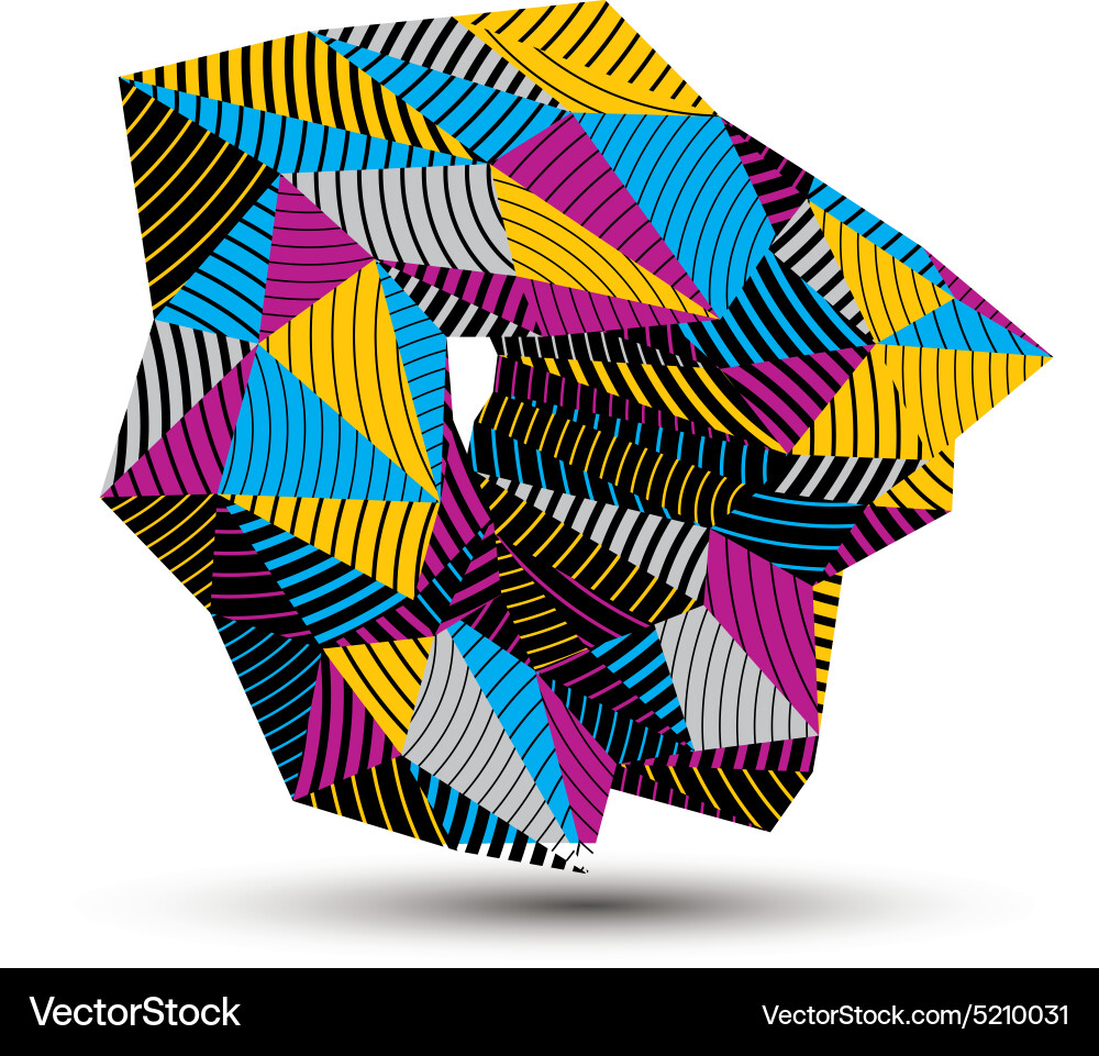 Geometric abstract 3d complicated striped object vector image