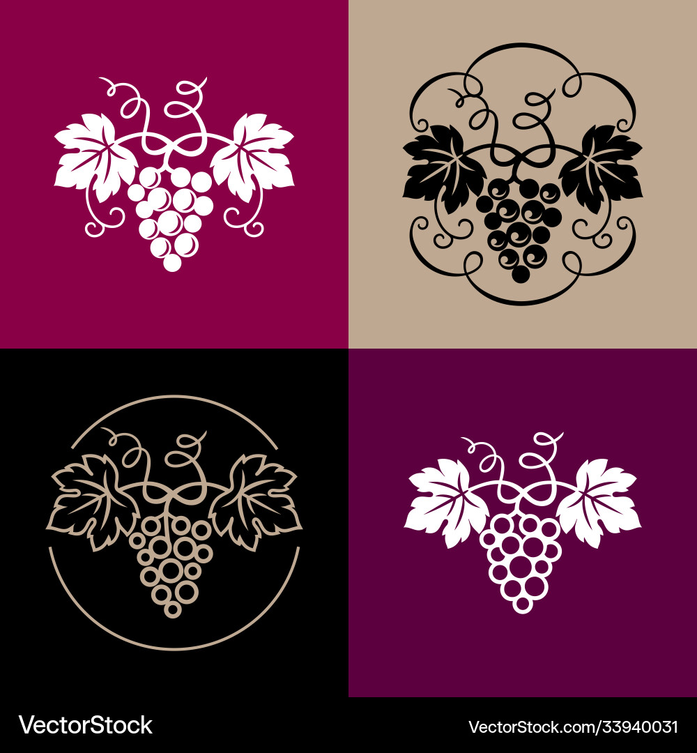Grapes icon set Royalty Free Vector Image - VectorStock