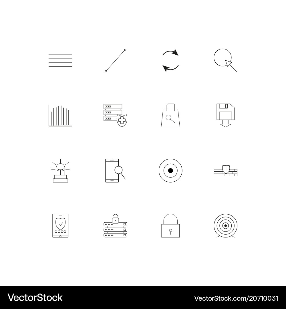 Internet security simple linear icons set vector image