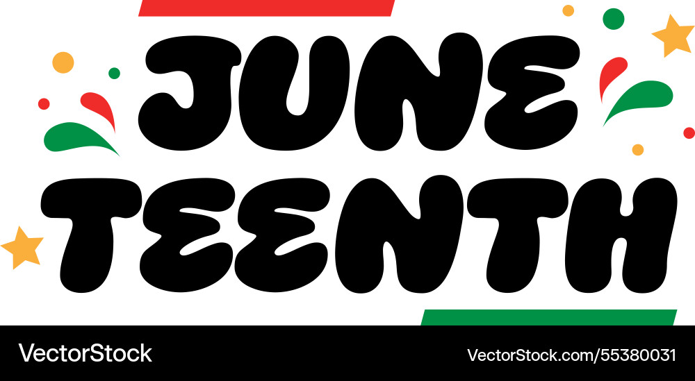 Juneteenth typography text script white background Juneteenth typography text script white background Vector Image
