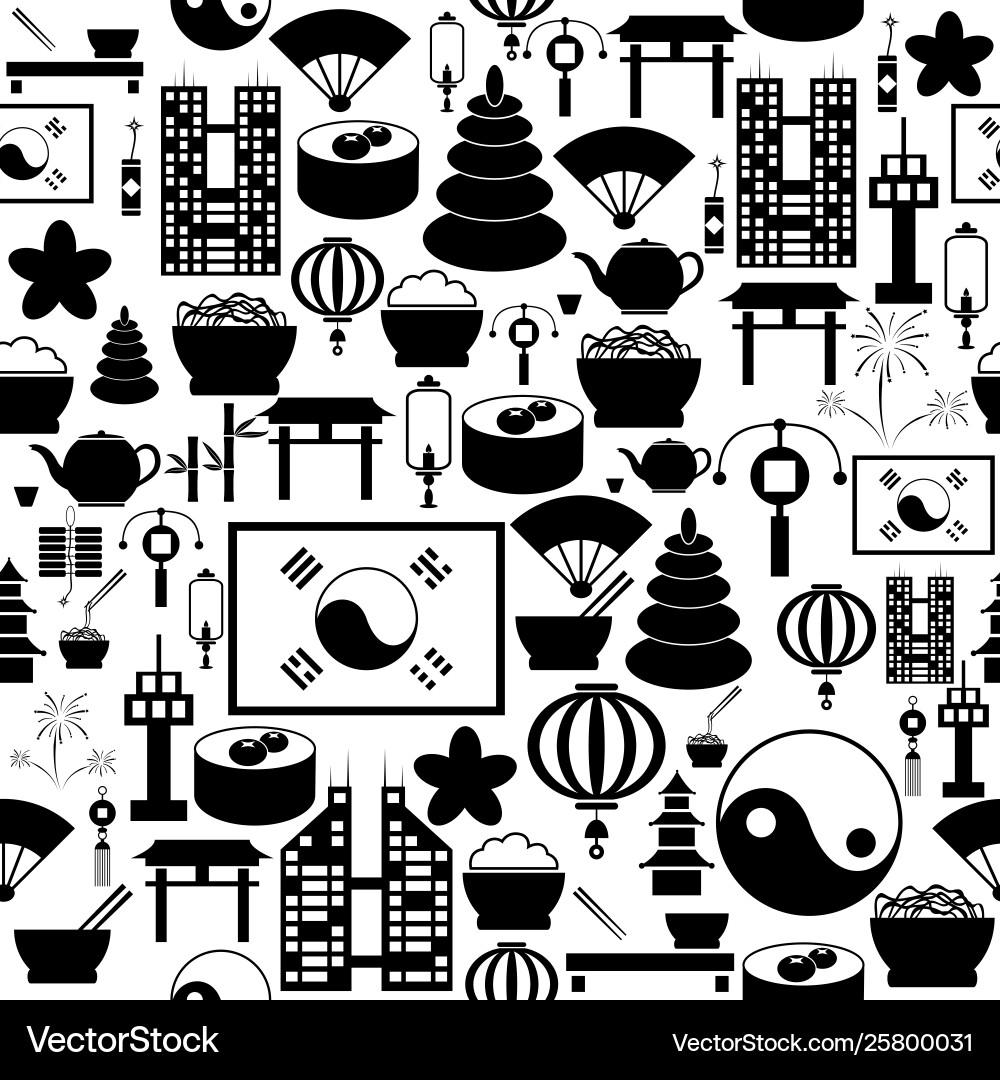 Korea seamless pattern background icon Royalty Free Vector