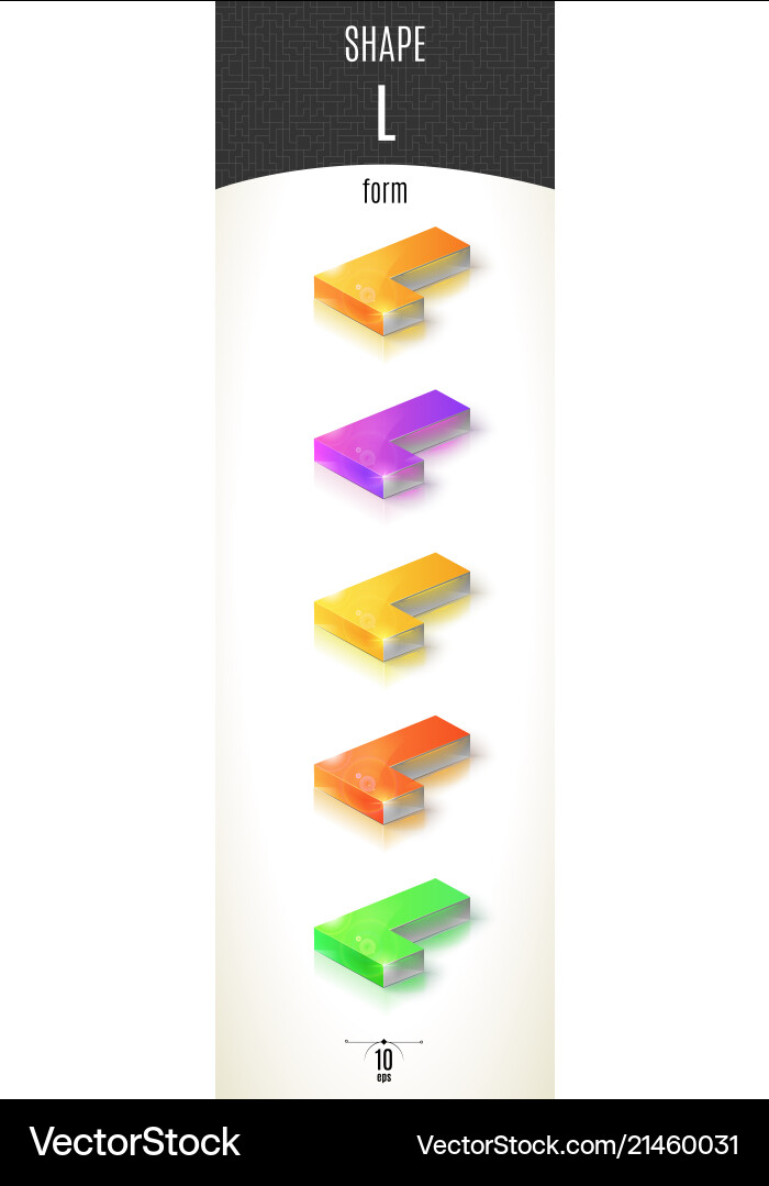 L-form shiny 3d-part on white background set L-form shiny 3d-part on white background set vector image