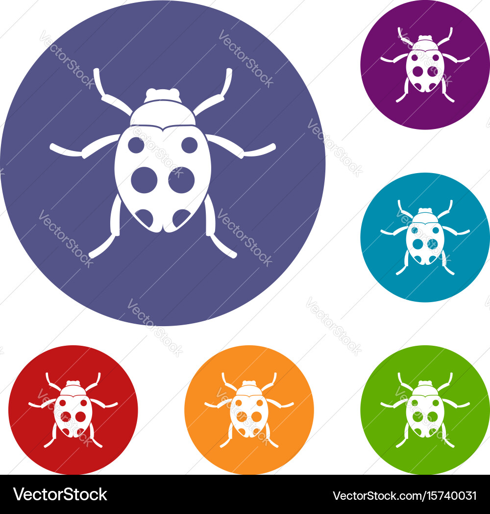 Ladybug icons set Vector Image
