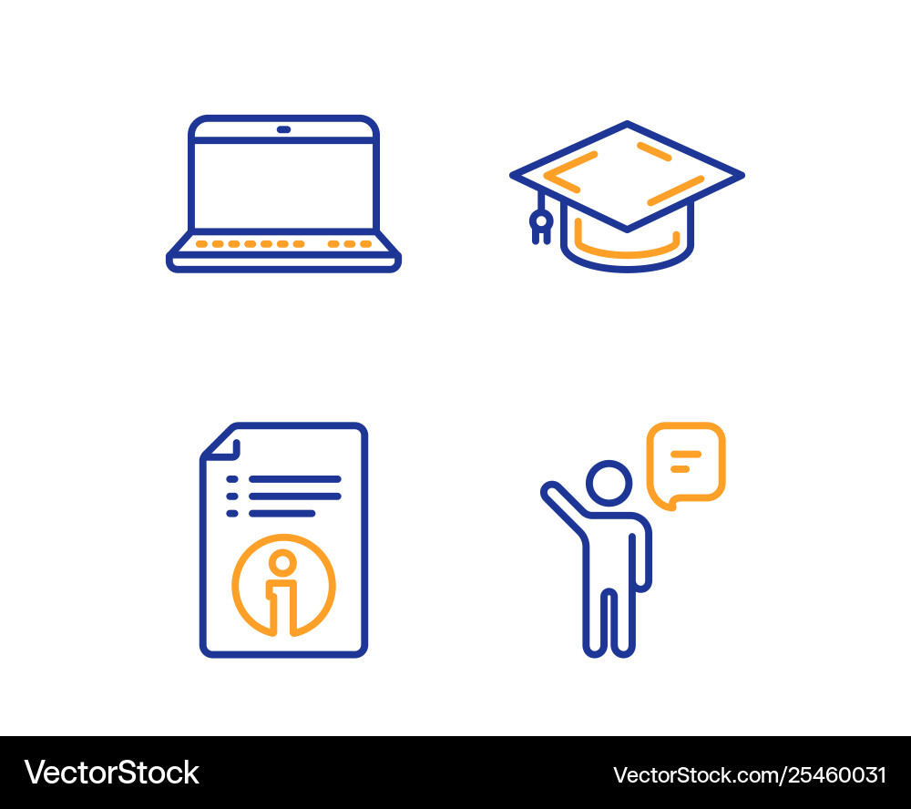 Notebook technical info and graduation cap icons Notebook technical info and graduation cap icons vector image