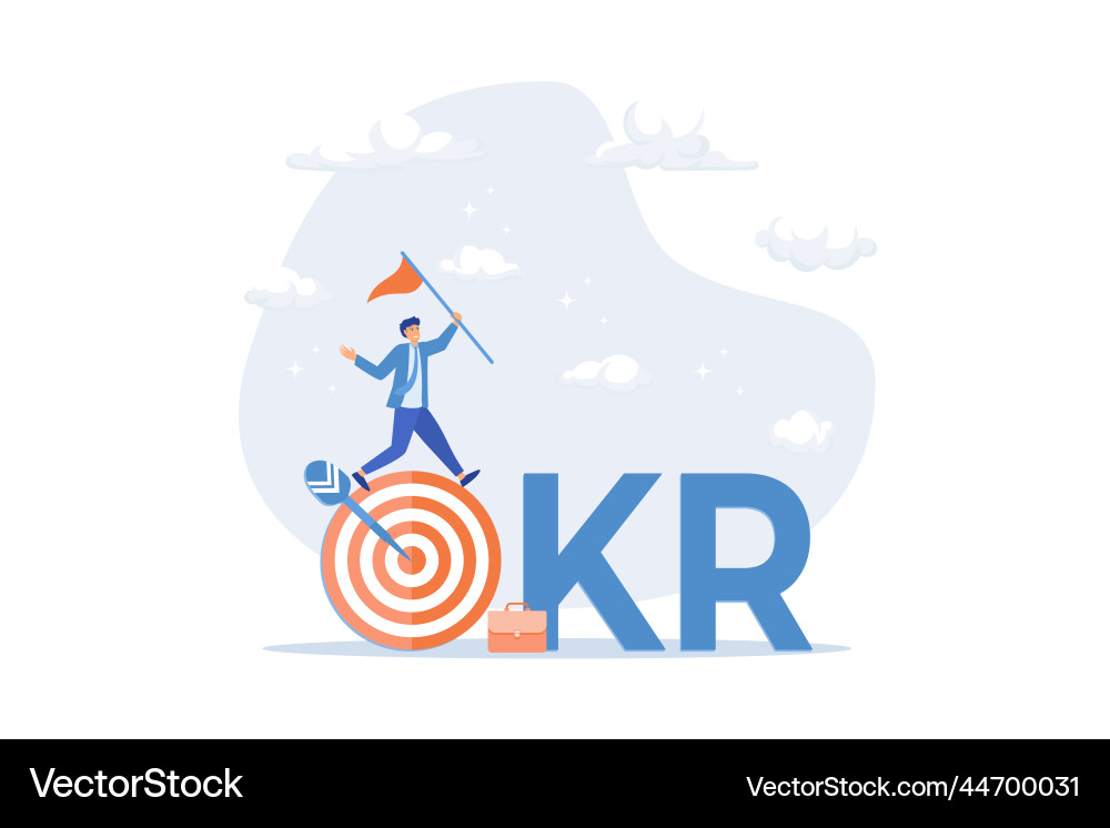 Okr objective and key result framework to measure vector image