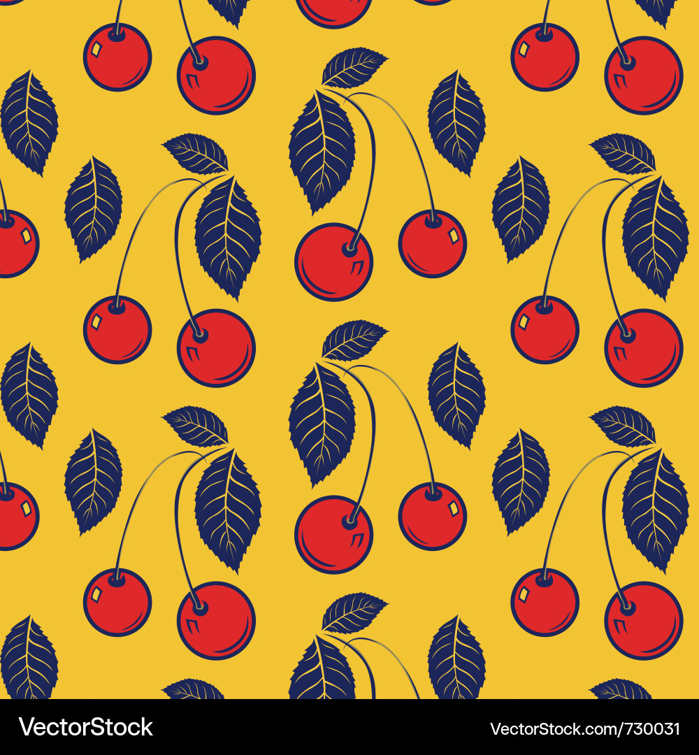 Red Cherry Pattern Background Vector Image