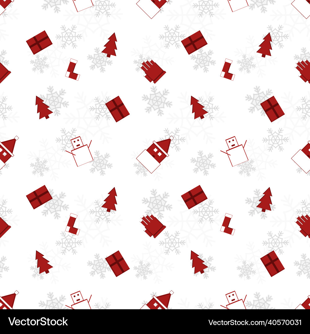 Red christmas object silhouette repeat pattern Red christmas object silhouette repeat pattern vector image