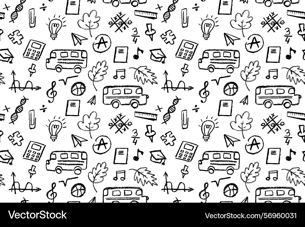 Seamless pattern with school icons like bus leaf Vector Image