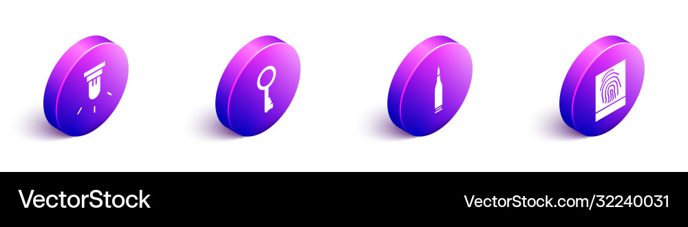 Set isometric motion sensor old key bullet Set isometric motion sensor old key bullet vector image