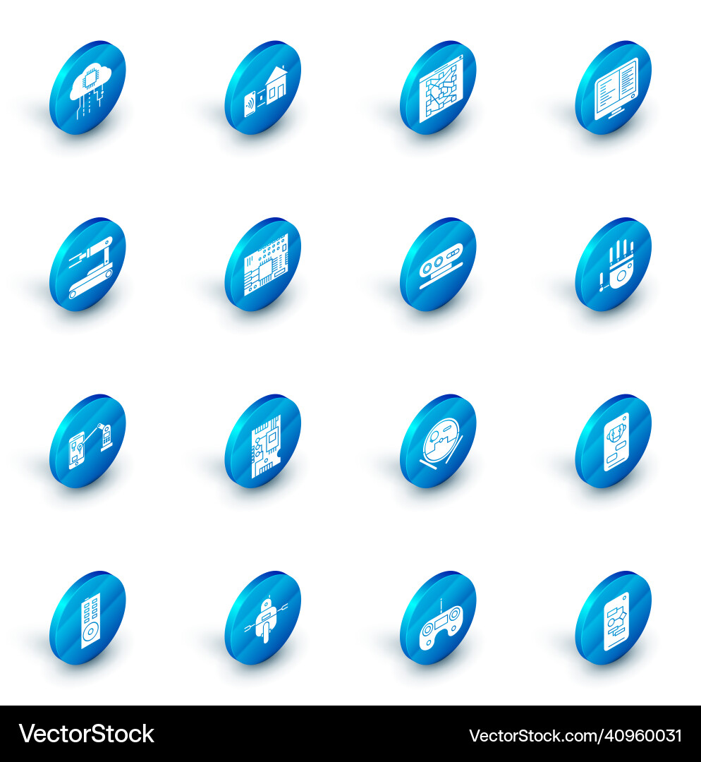 Set smart home computer monitor screen robot Set smart home computer monitor screen robot Vector Image