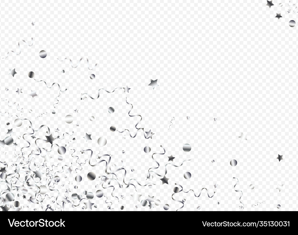 Silver confetti anniversary transparent Royalty Free Vector