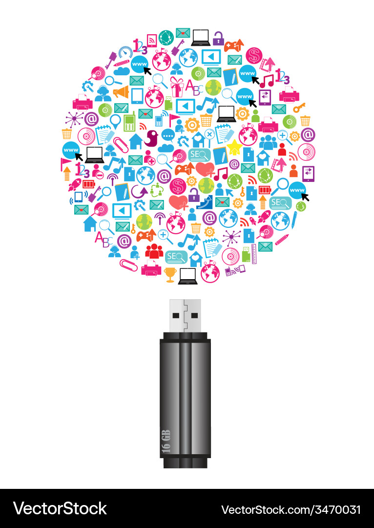 Template design with social network icons vector image
