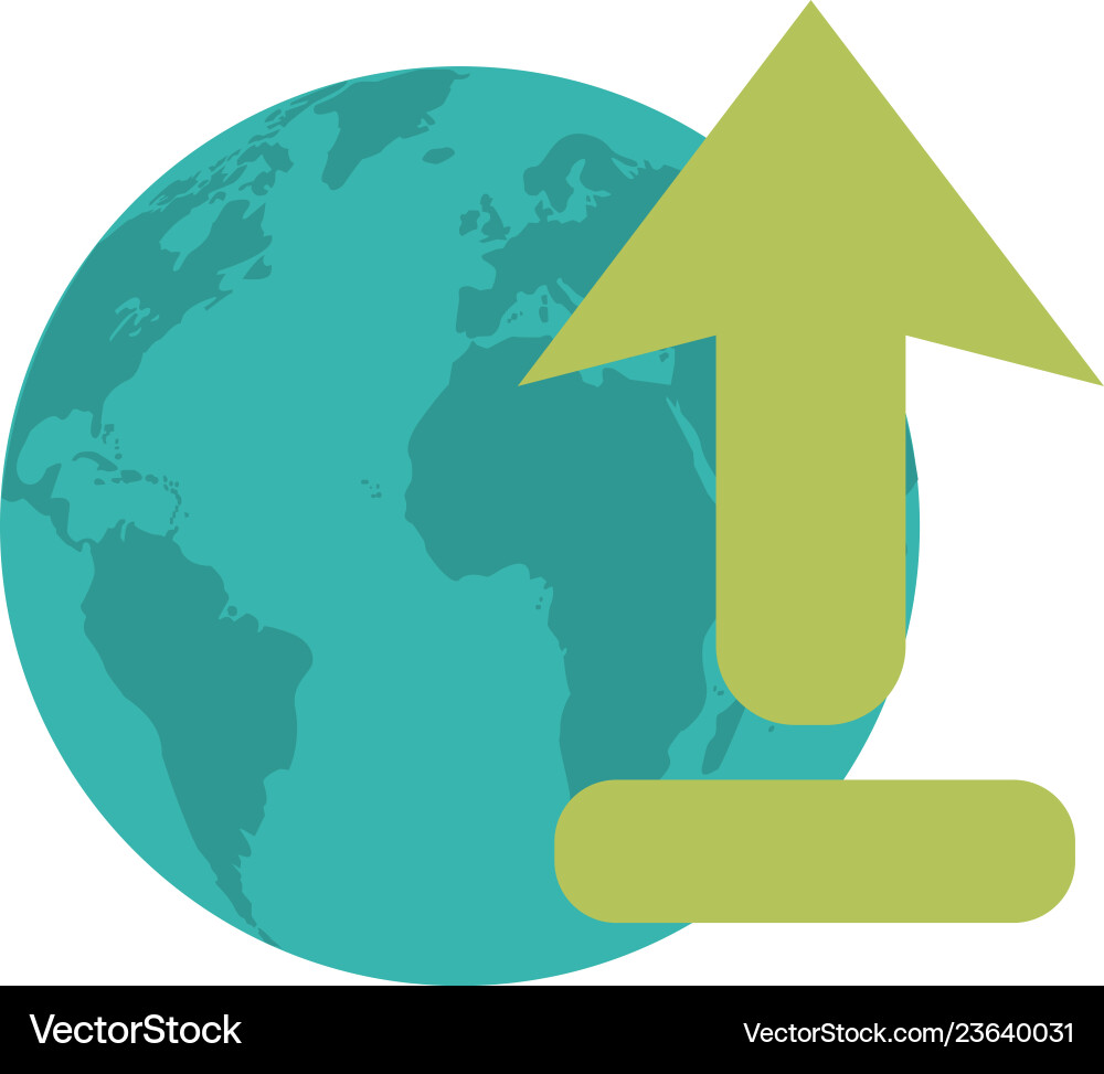 World with upload internet symbol vector image
