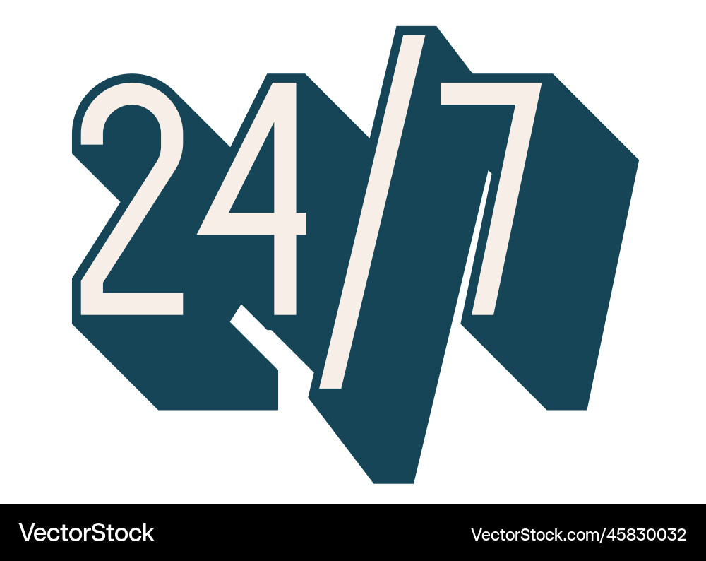 24 hours symbol 3d color style isolated Vector Image
