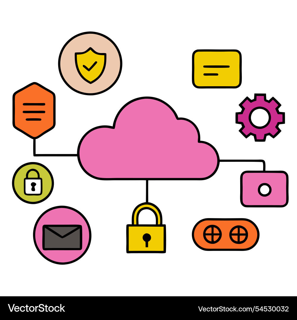 Cloud server security concept ideal for tech vector image