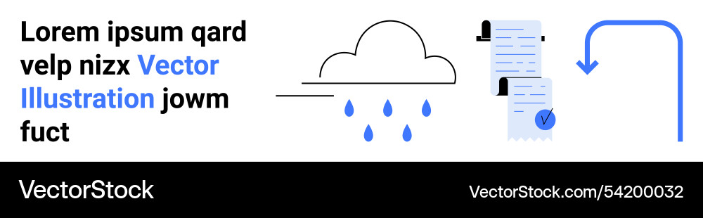 Cloud with raindrops and document workflow Cloud with raindrops and document workflow vector image