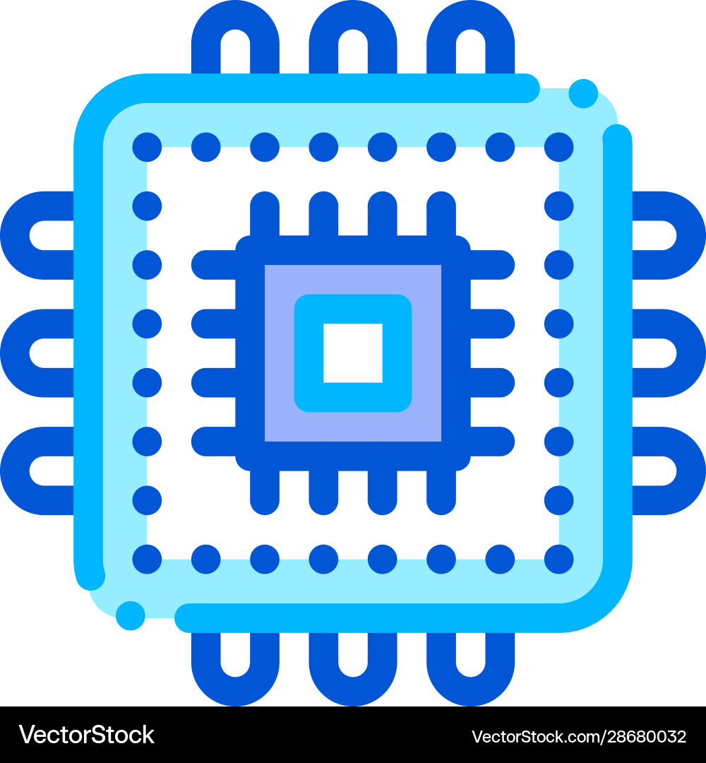 Computer element processor thin line icon Vector Image