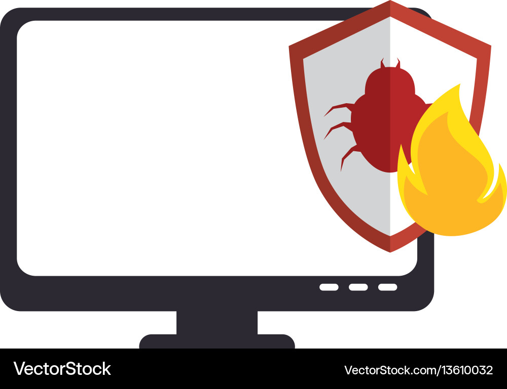 Computer with computing alert Vector Image