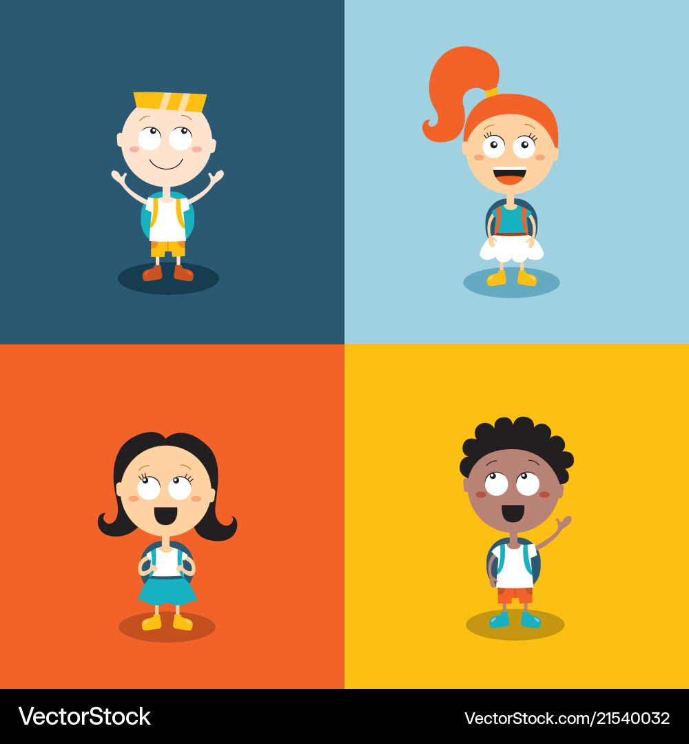 Cute kids ready go back to school cartoon Cute kids ready go back to school cartoon vector image