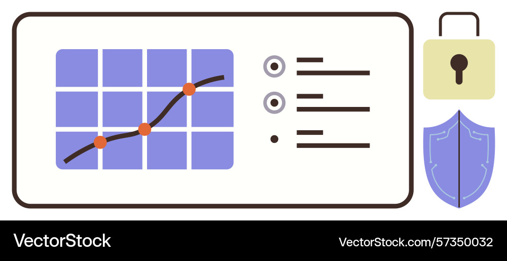 Data analysis with security features represented Data analysis with security features represented Vector Image