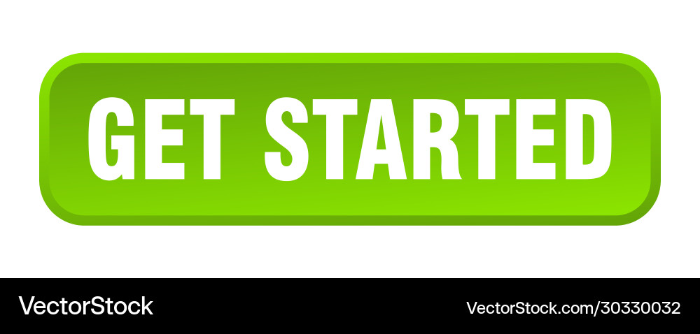 Get started button square 3d push Vector Image