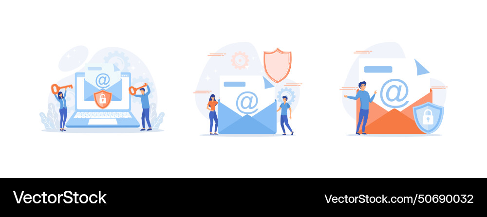 Protecting computer data letter with shield vector image
