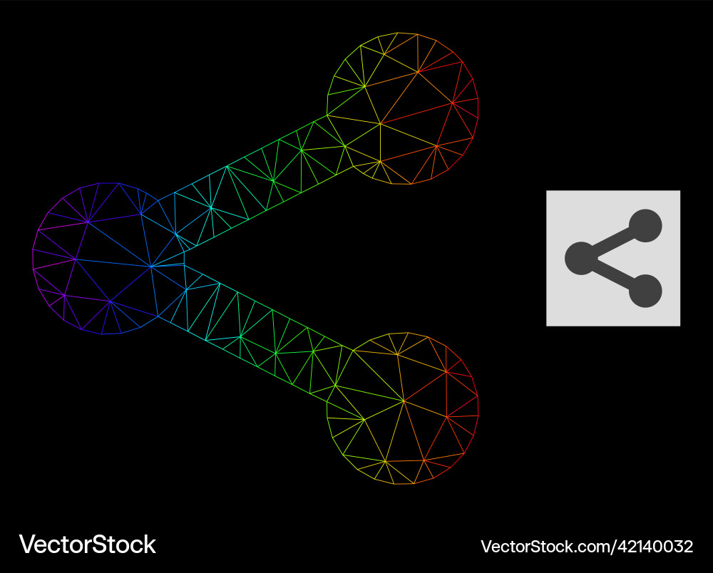 Rainbow gradient polygonal net share icon vector image