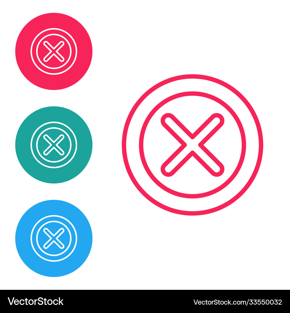 Red line x mark cross in circle icon isolated Vector Image