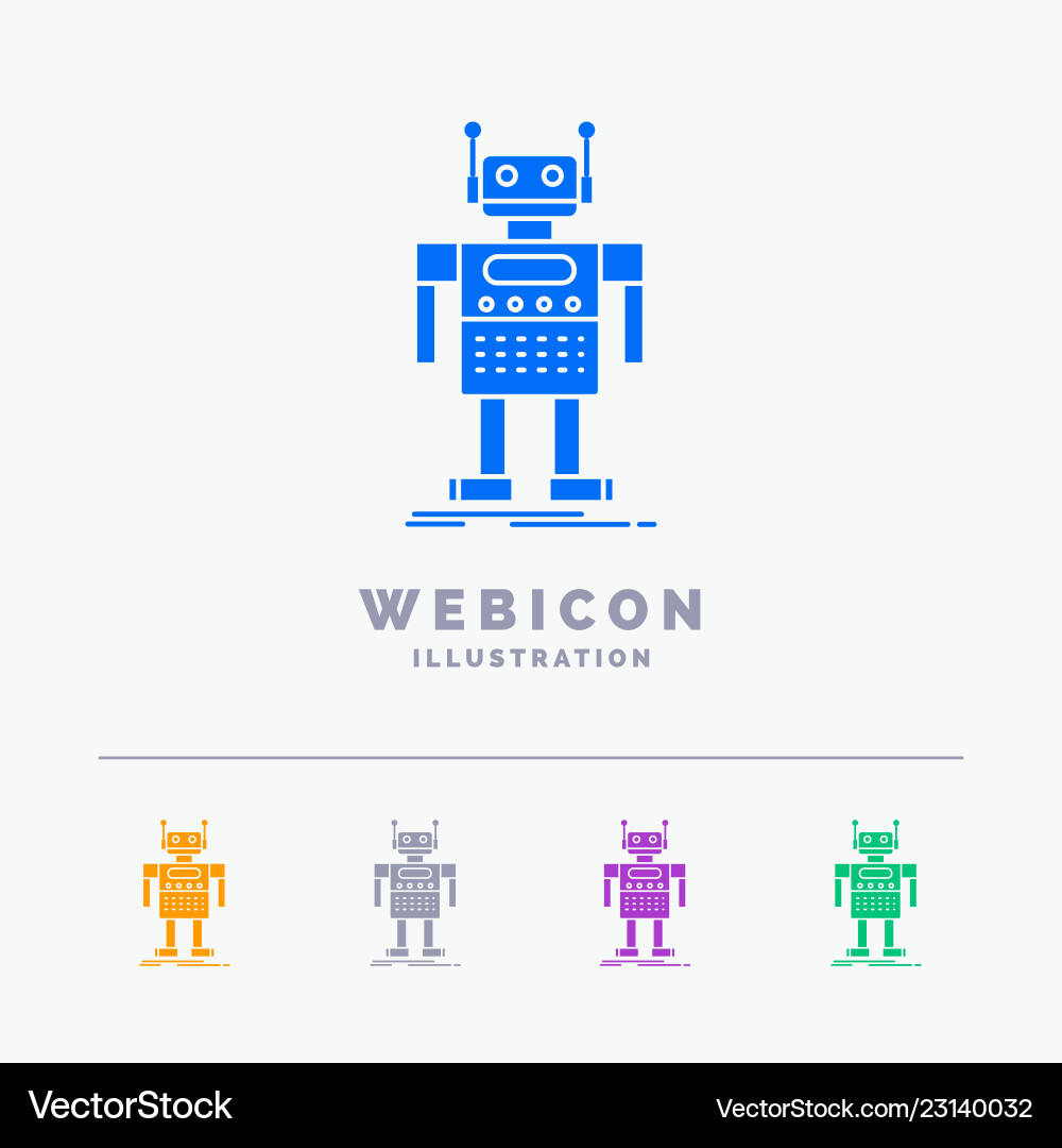 Roboter undroid künstliche Bot-Technologie 5 Farbe Vektorbild