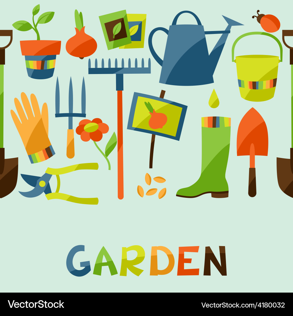 Seamless pattern with garden design elements vector image