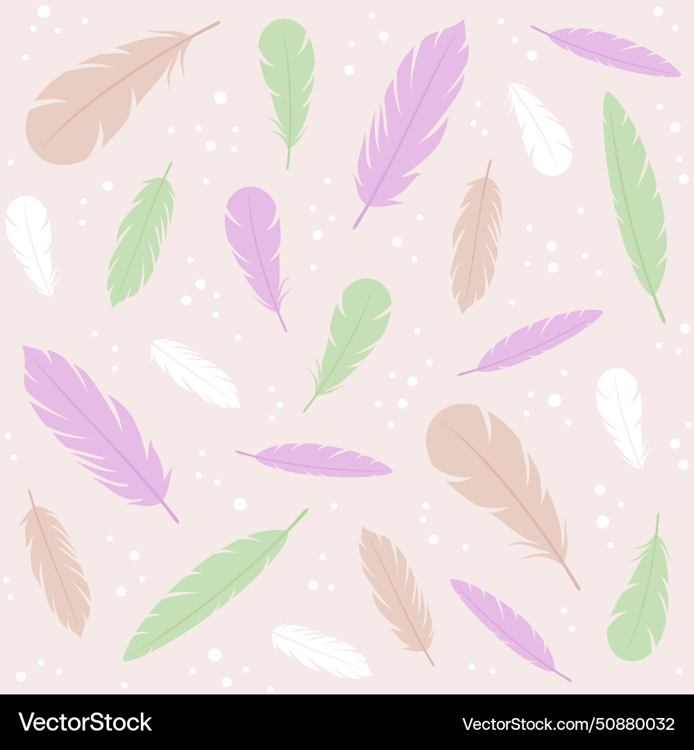 Seamless pattern with multi-colored feathers vector image