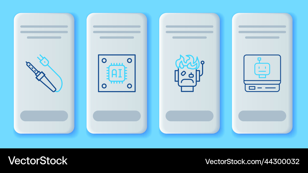 Set line processor with microcircuits cpu robot Set line processor with microcircuits cpu robot vector image