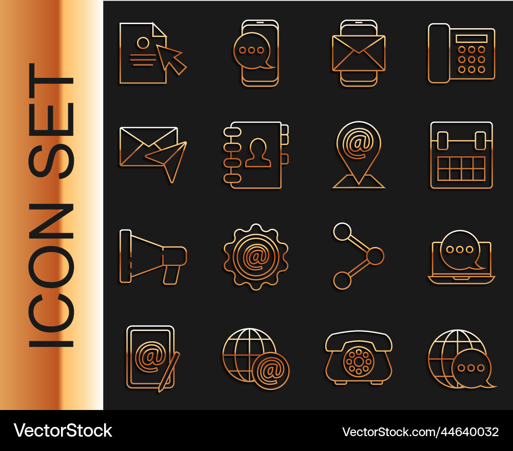 Set line world map made from speech bubble chat vector image