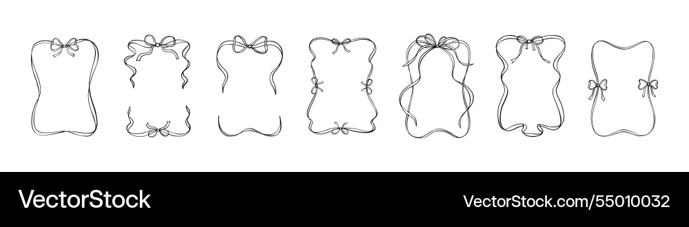 Set of aesthetic ribbon scroll rectangle frames Set of aesthetic ribbon scroll rectangle frames vector image