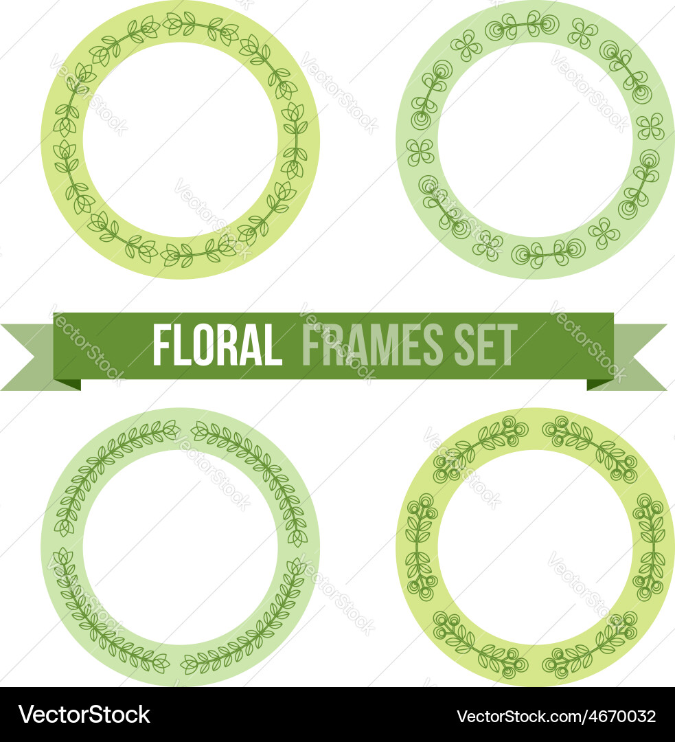 Set of design elements - round floral frames vector image