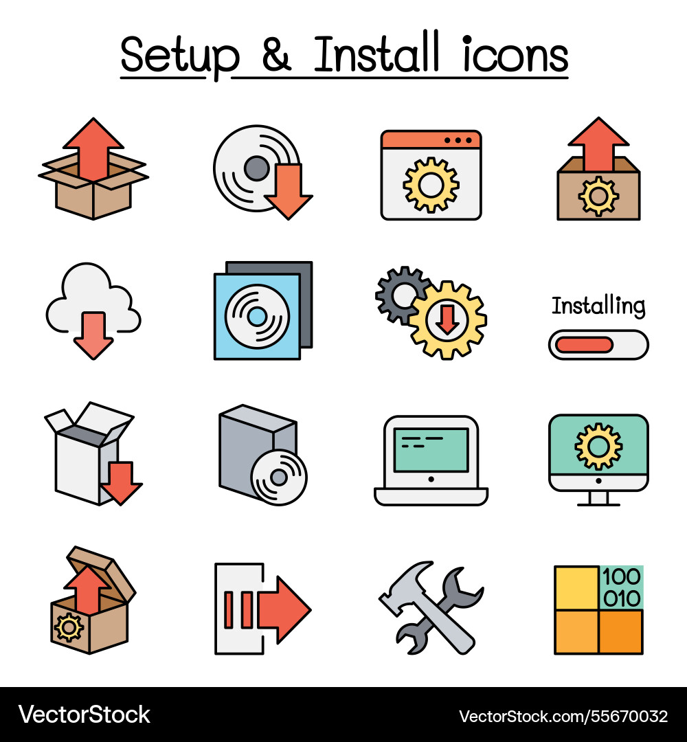 Setup configuration maintenance and installation Vector Image
