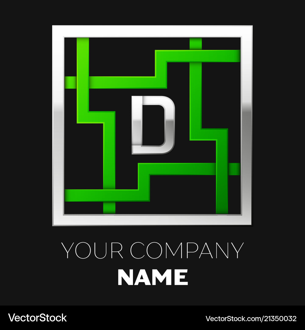 Silver letter d logo symbol in the square maze Silver letter d logo symbol in the square maze vector image