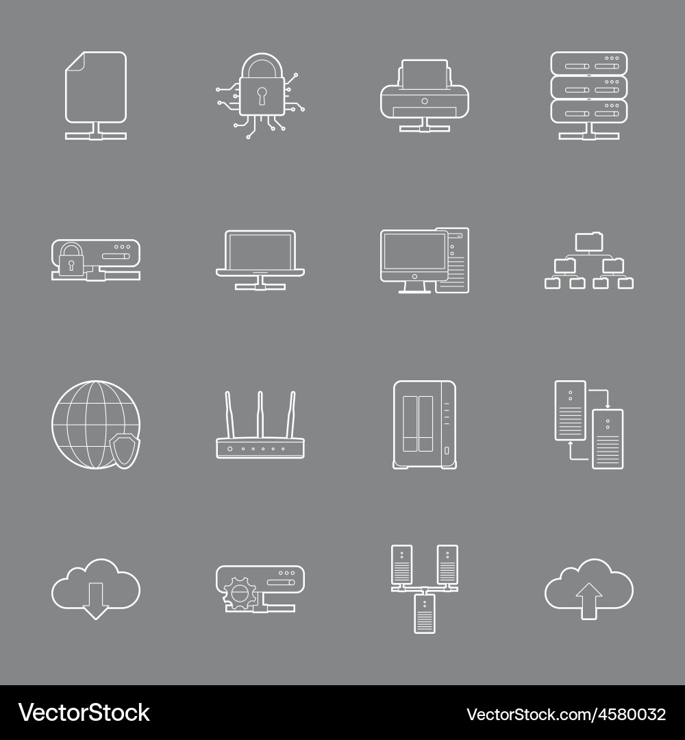 Thin Line Computer Netzwerk Icons vektorbild