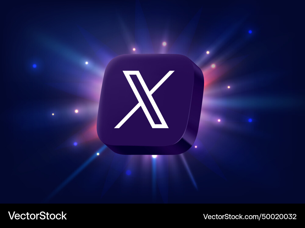 X application 3d icon on space background Vector Image