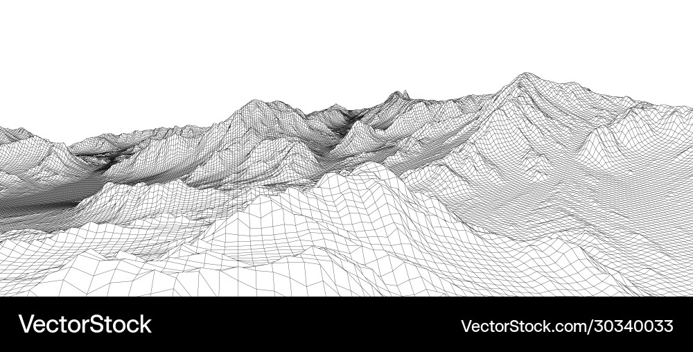 Abstract 3d wire-frame landscape blueprint style Vector Image