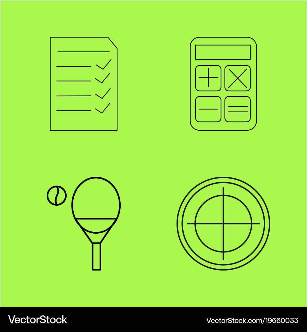 Basic content simple linear outline icon set vector image