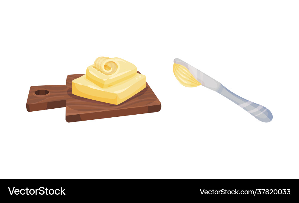 Butter als Milchprodukt auf Schneidbrett Butter als Milchprodukt auf Schneidbrett vektorbild
