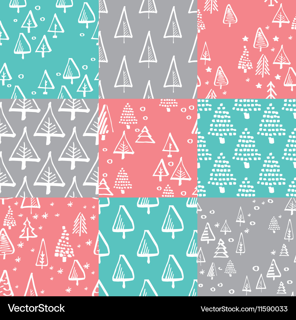 Christmas tree seamless pattern Royalty Free Vector Image