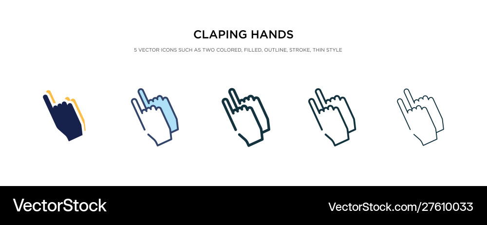 Claping hands icon in different style two vector image