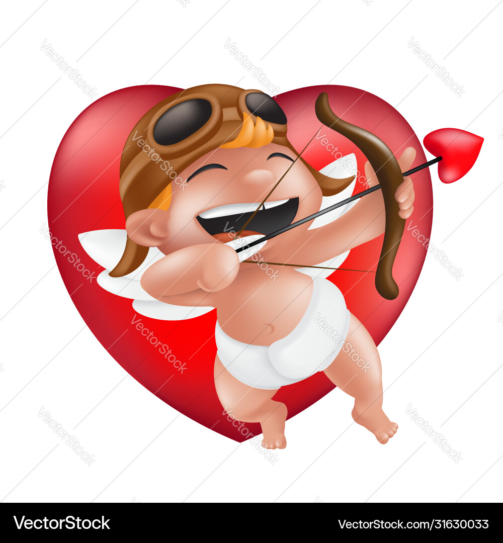 Cute little boy cupid in a diaper helmet Cute little boy cupid in a diaper helmet Vector Image