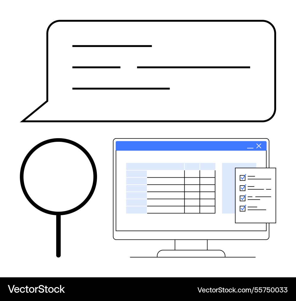 Data analysis with checklist and search tool Data analysis with checklist and search tool vector image