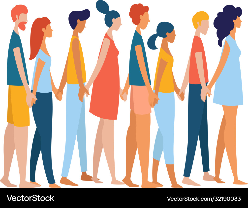 Different multiethnic women and men group crowd Different multiethnic women and men group crowd vector image